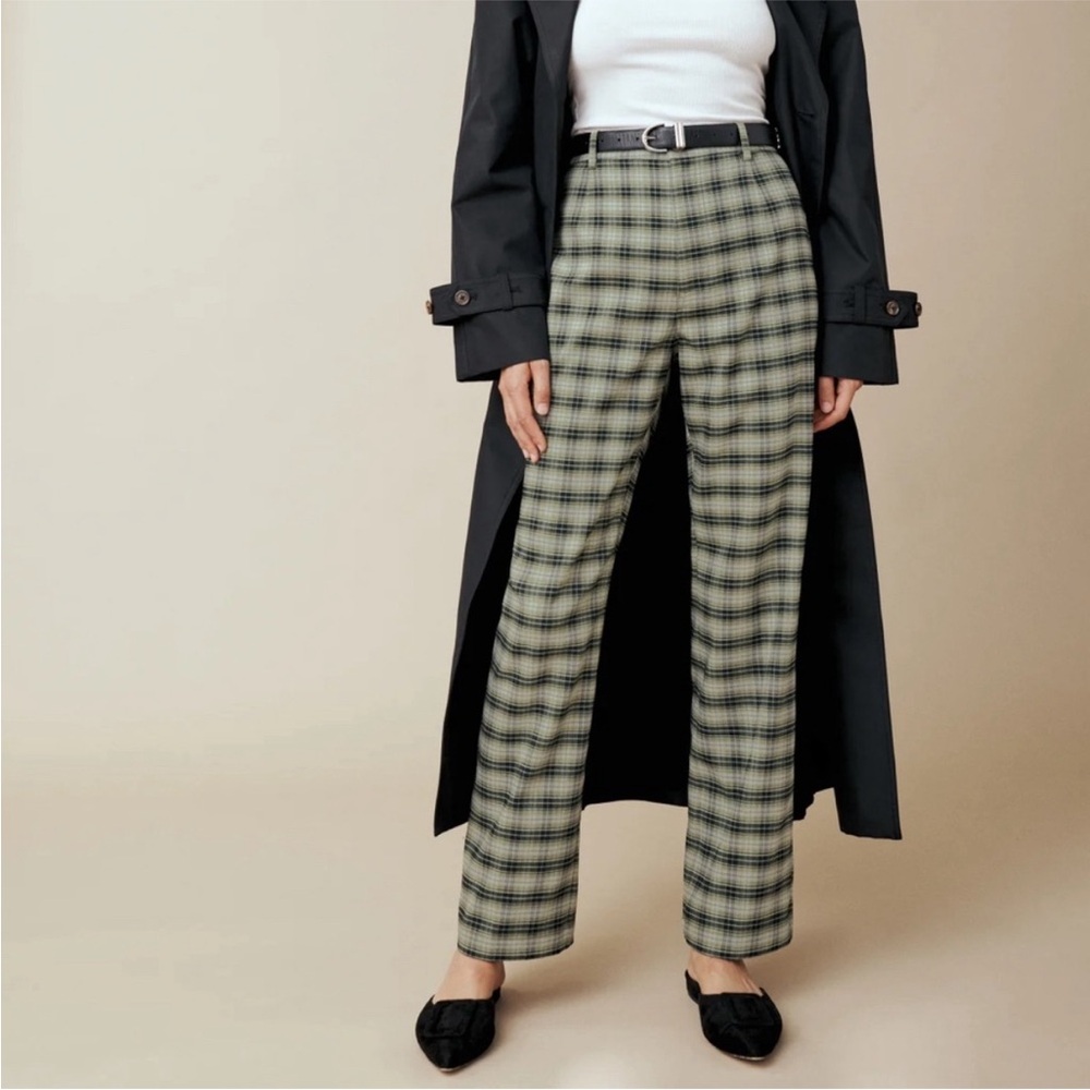 Reformation Franklin Pant size 4 Small Green Plaid Academia Preppy - Picture 2 of 10